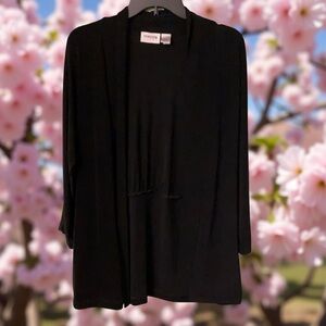 Chico's Elegant Black Drape Cardigan. Pit to Pit 22”. Great for traveling.